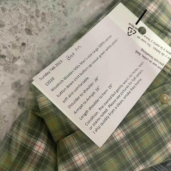 Woolrich men's size large shirt button down short sleeve casual untucked tucked - Picture 13 of 14